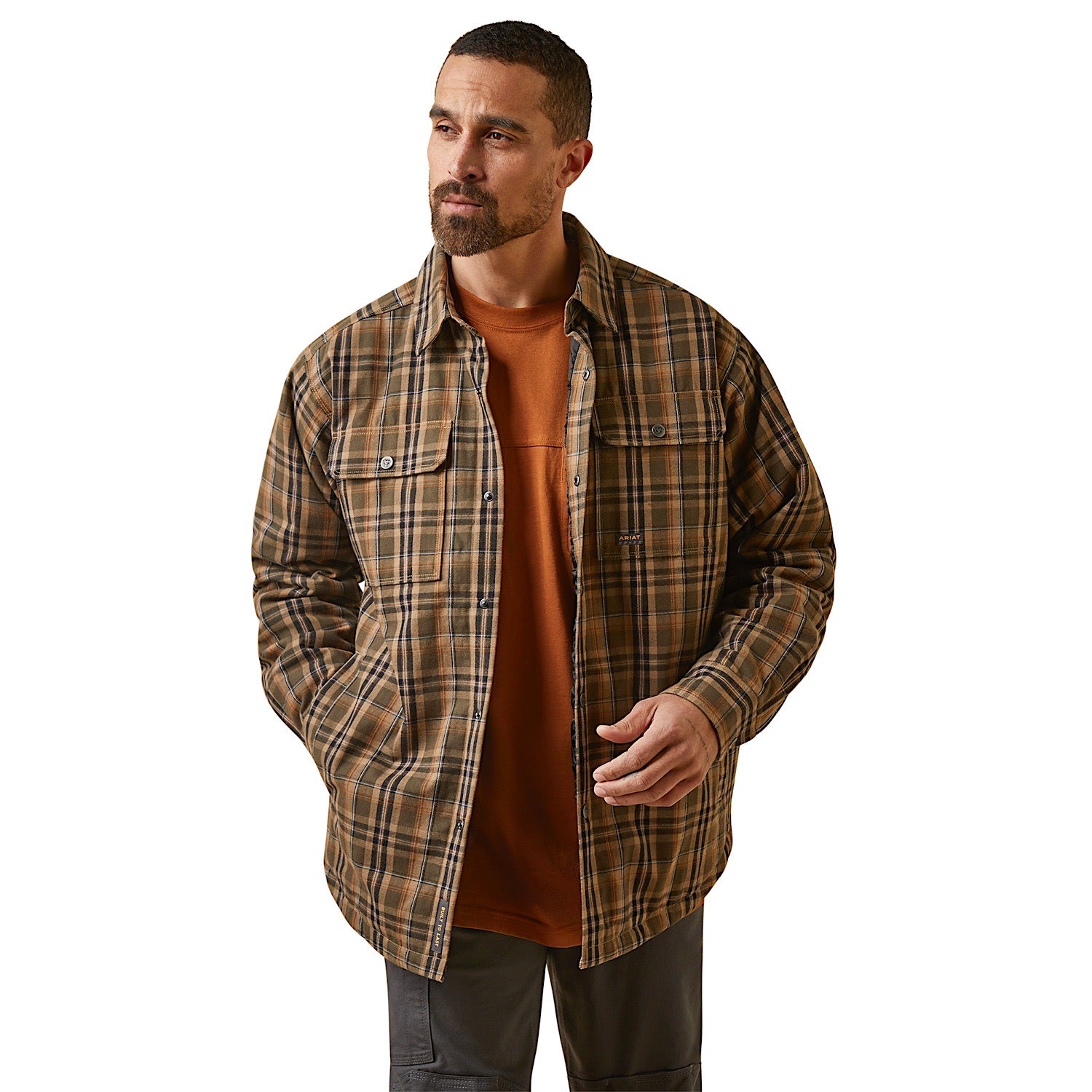 Chrome Men's Medium Plaid shops Utility Mobility Full Zip Button Down Shirt Jacket