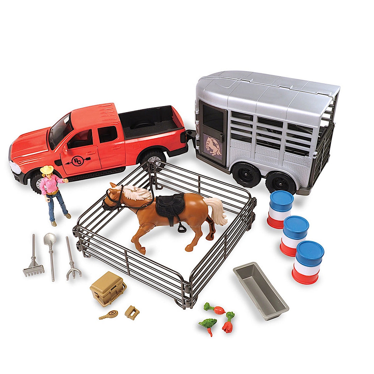 Big Country Toys 24 Piece Truck & Horse Trailer Playset