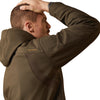 Ariat Mens Rebar Stretch Canvas Softshell Hooded Logo Jacket Wren/Black