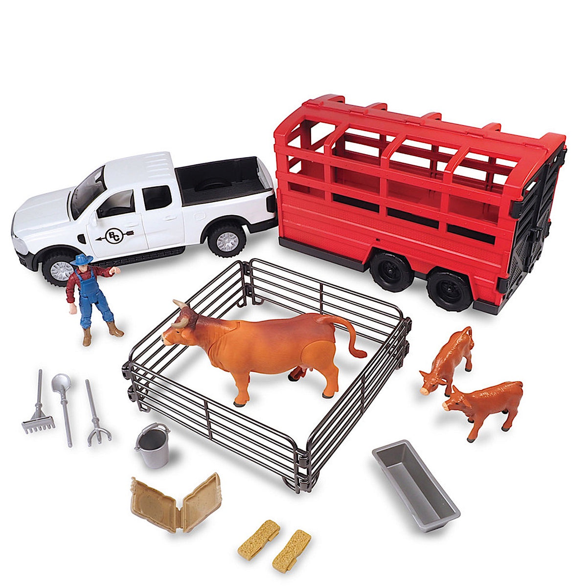 Big Country Toys 18 Piece Truck & Cattle Trailer Playset