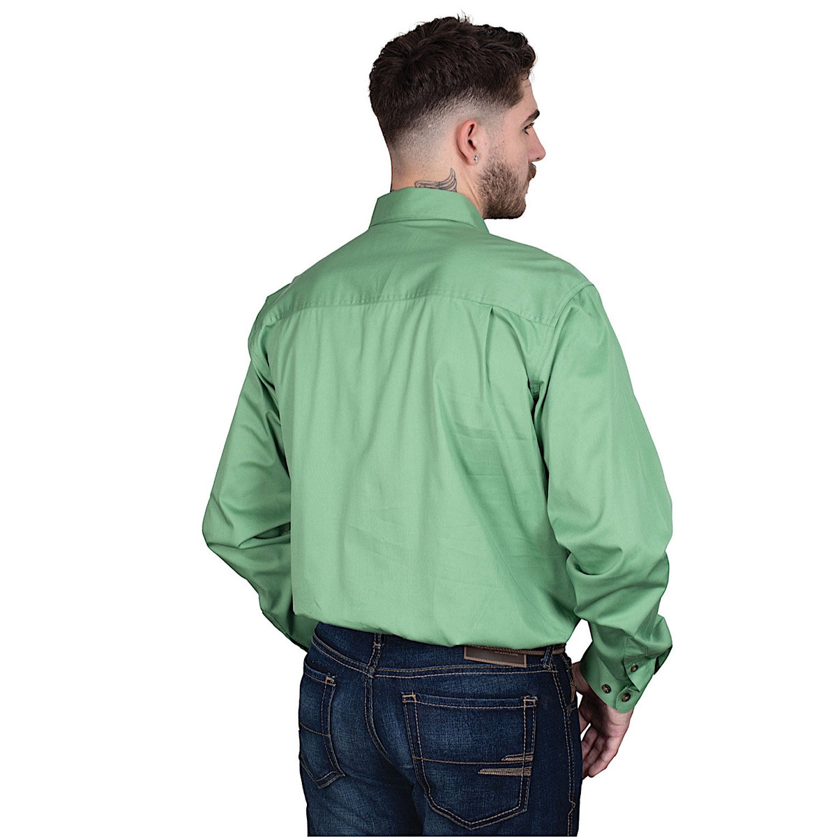 Just Country Mens Cameron 1/2 Button Work Shirt - Jade