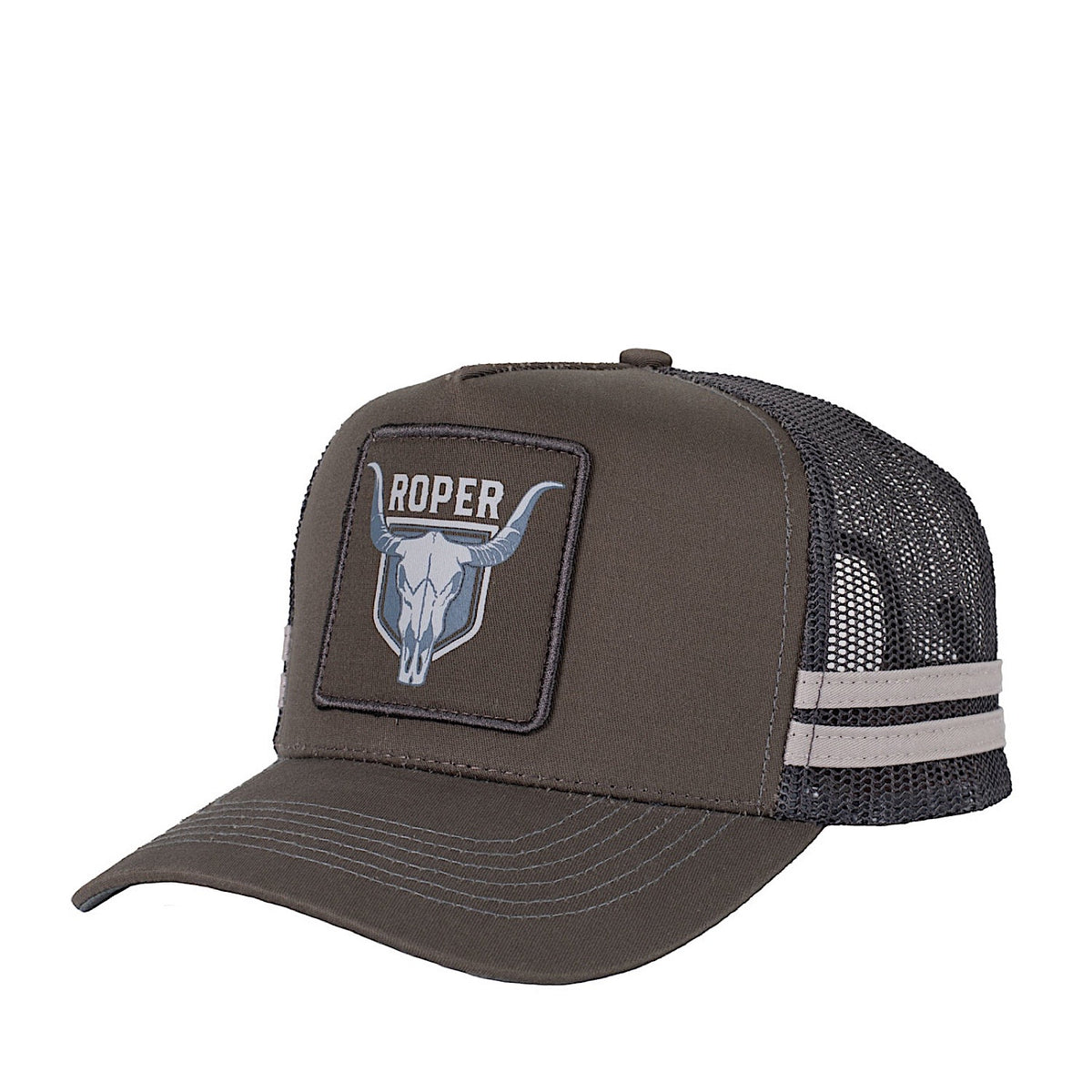 Roper Bull Skull Trucker Cap - Steel Grey