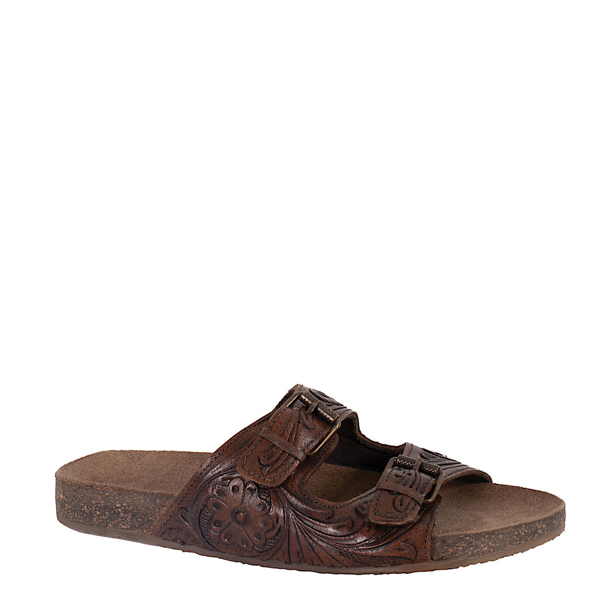 Roper Women’s Desiree Sandal - Tooled Brown Leather