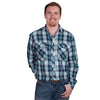 Just Country Men's Austin Full Button Print Workshirt - Navy/Aqua