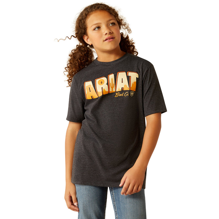 Ariat Girl's Postcard T-Shirt - Charcoal Heather