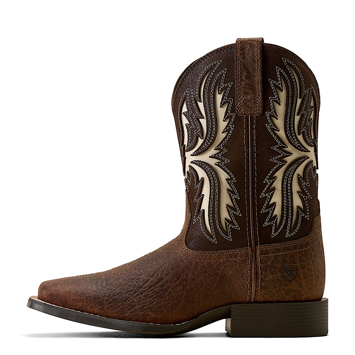 Ariat Kid's Driftwood Wide Square Toe Western Boot - Earth/Royal Chocolate