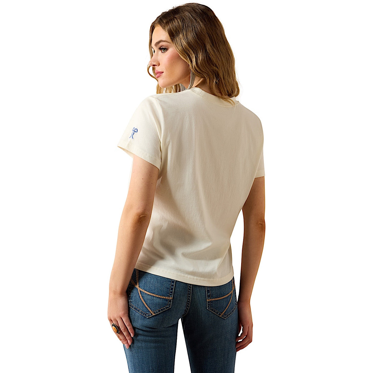 Ariat Women's Collegiate Howdy T Shirt - Cream/Blue