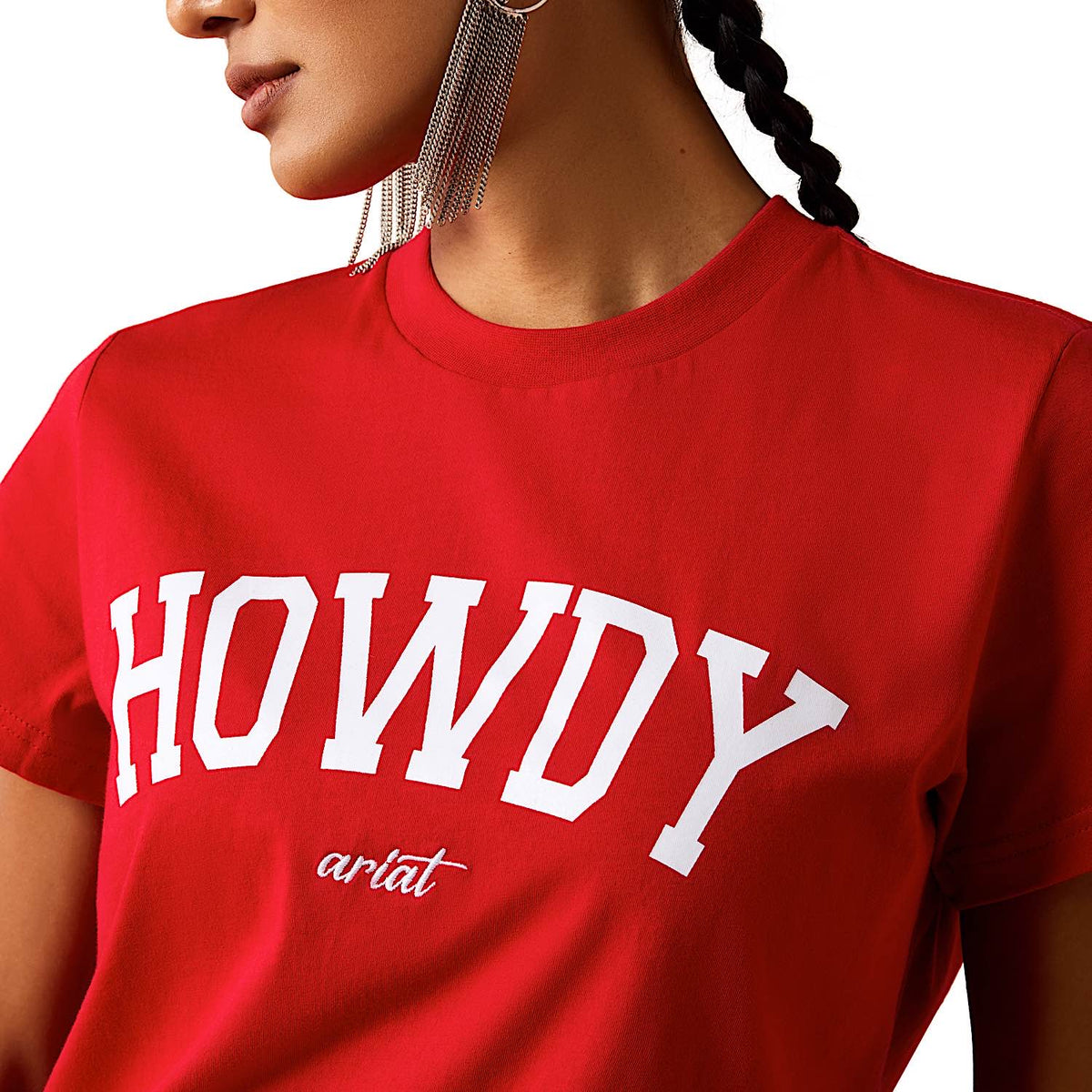 Ariat Women's Collegiate Howdy T Shirt - Crimson/White