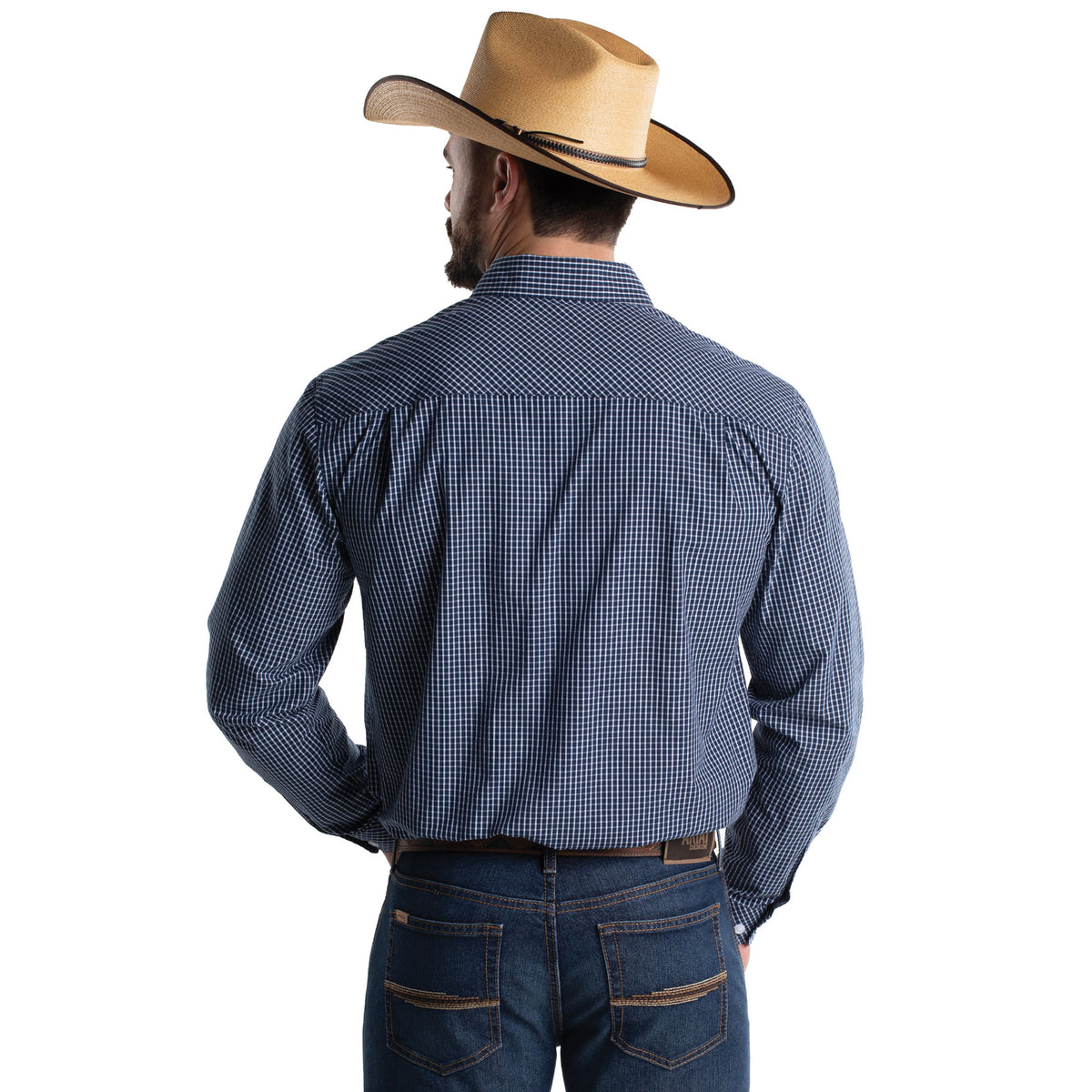 Just Country Men's Austin Full Button Print Workshirt - Patriot Blue & White Plaid