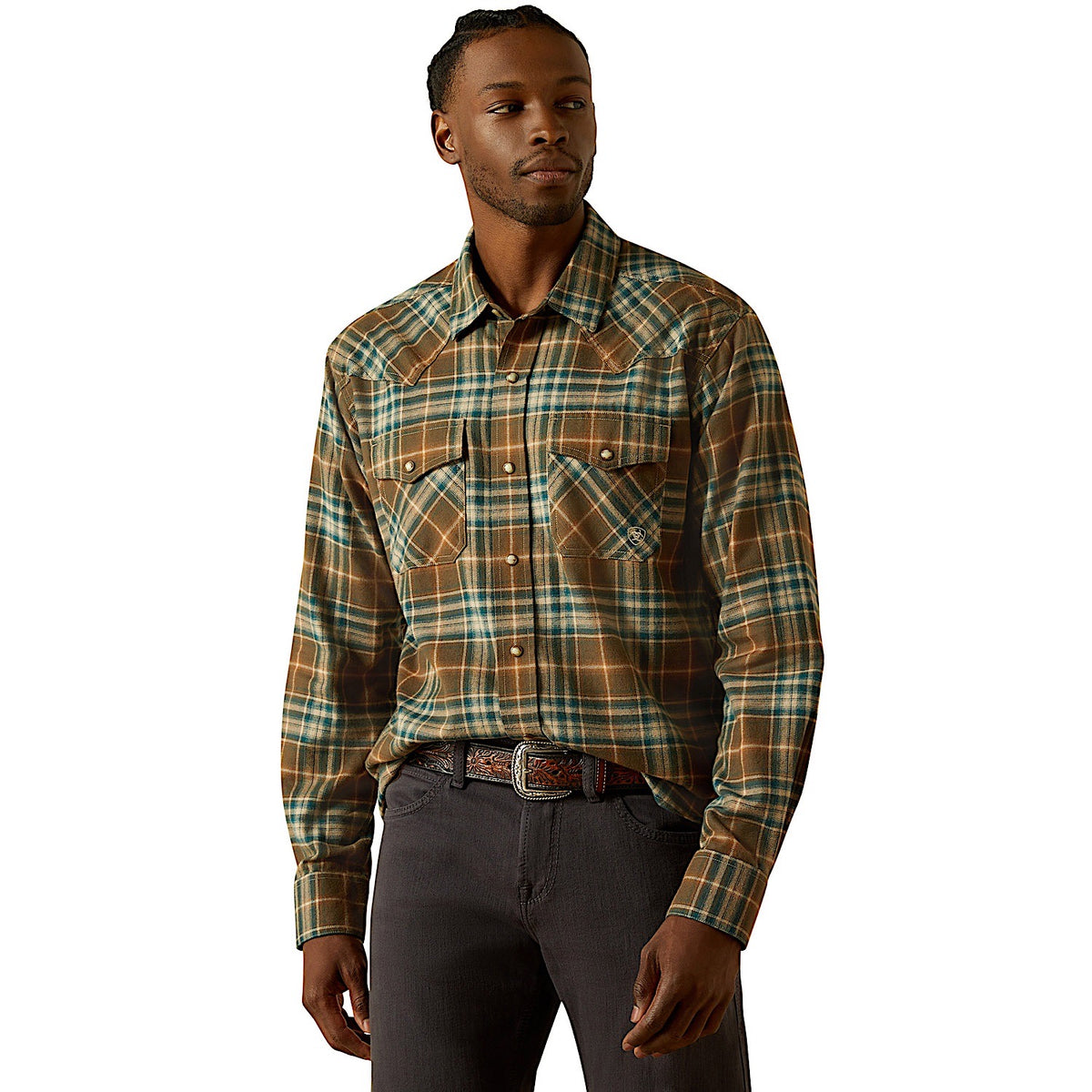 Ariat Men’s Henry Retro Fit Snap Shirt - Dark Green