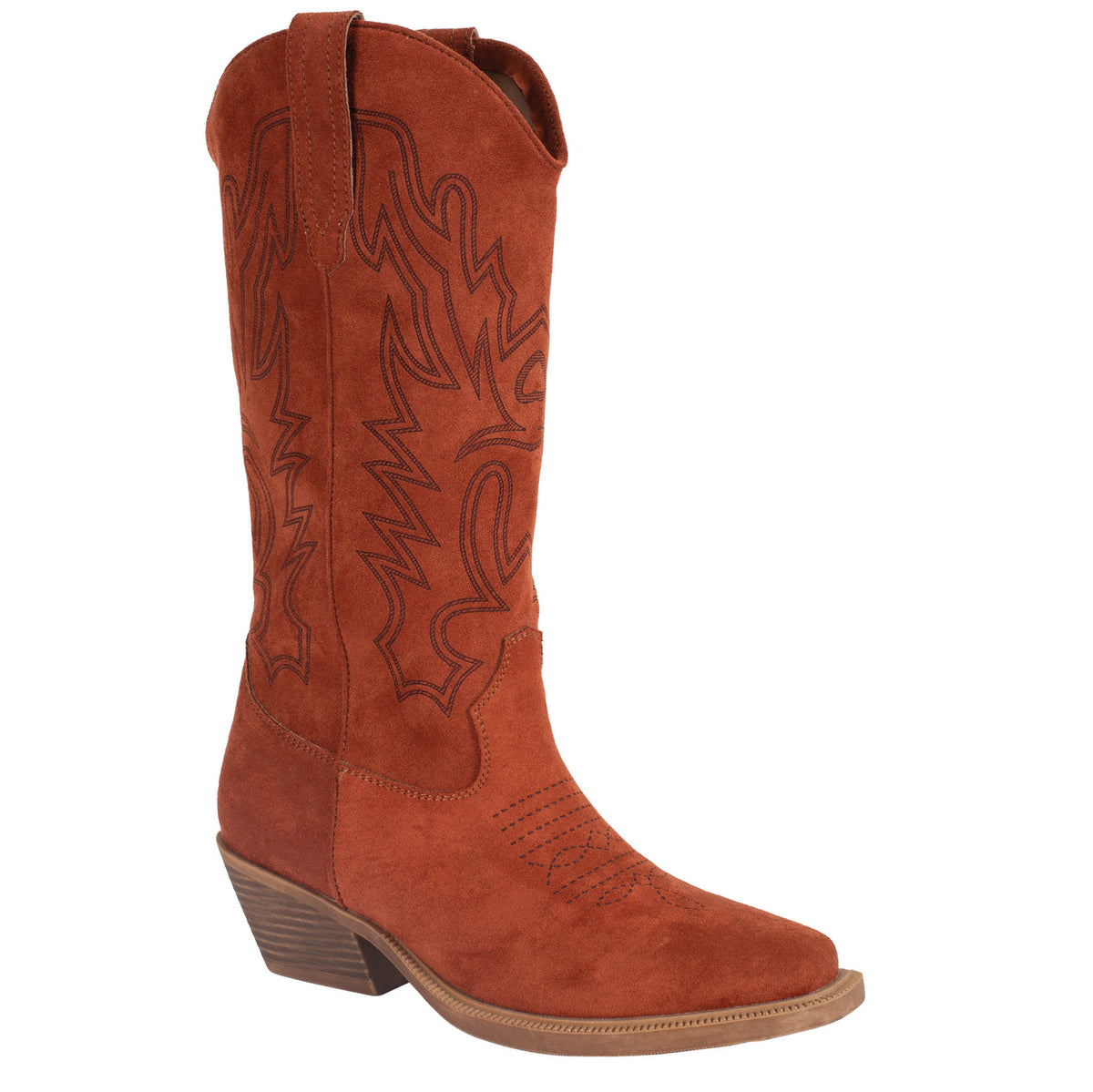 Roper Women's Kit Laser Western Boot - Cognac Suede