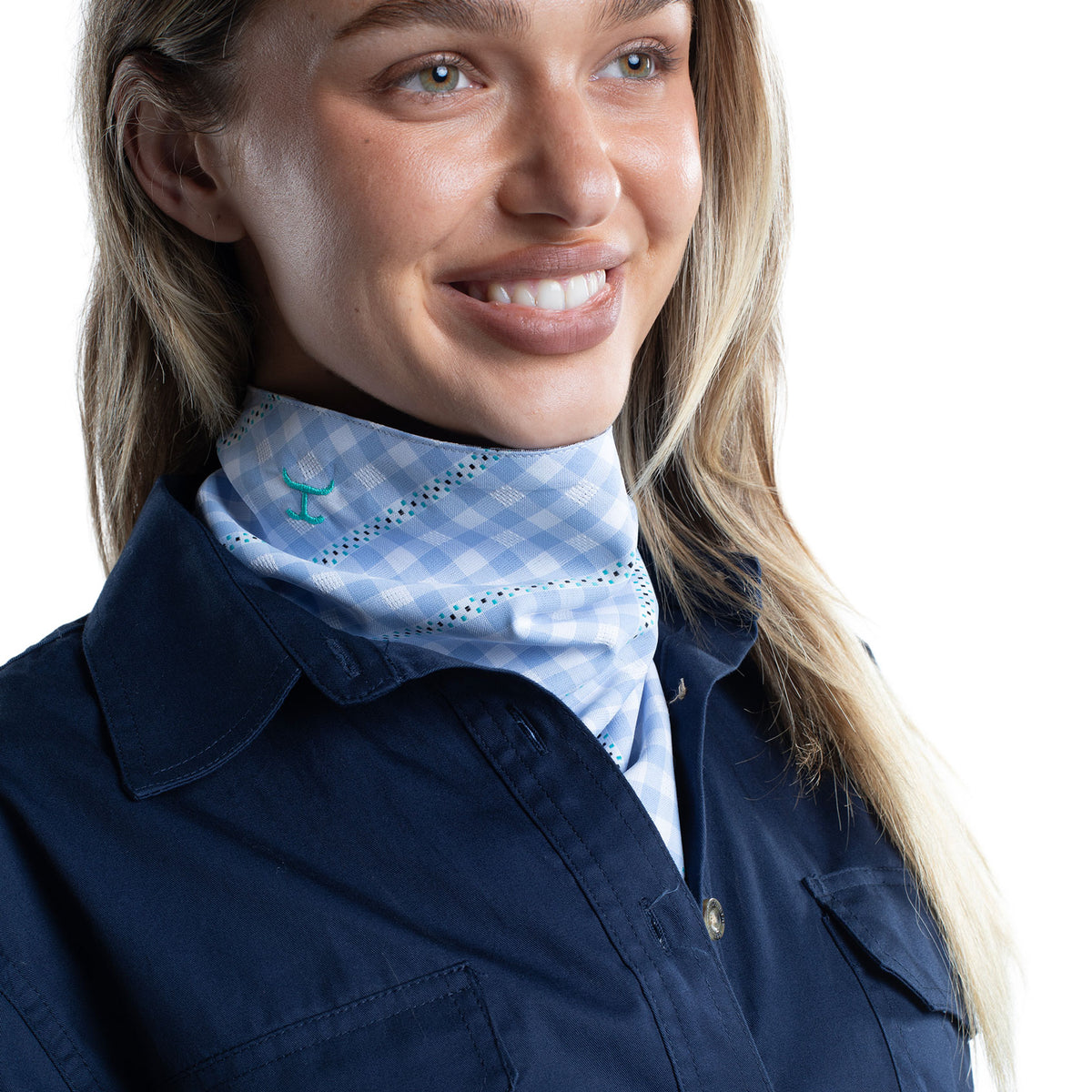 Just Country Carlee Double Sided Scarf - Patriot Blue & White / Vista Blue & White Check