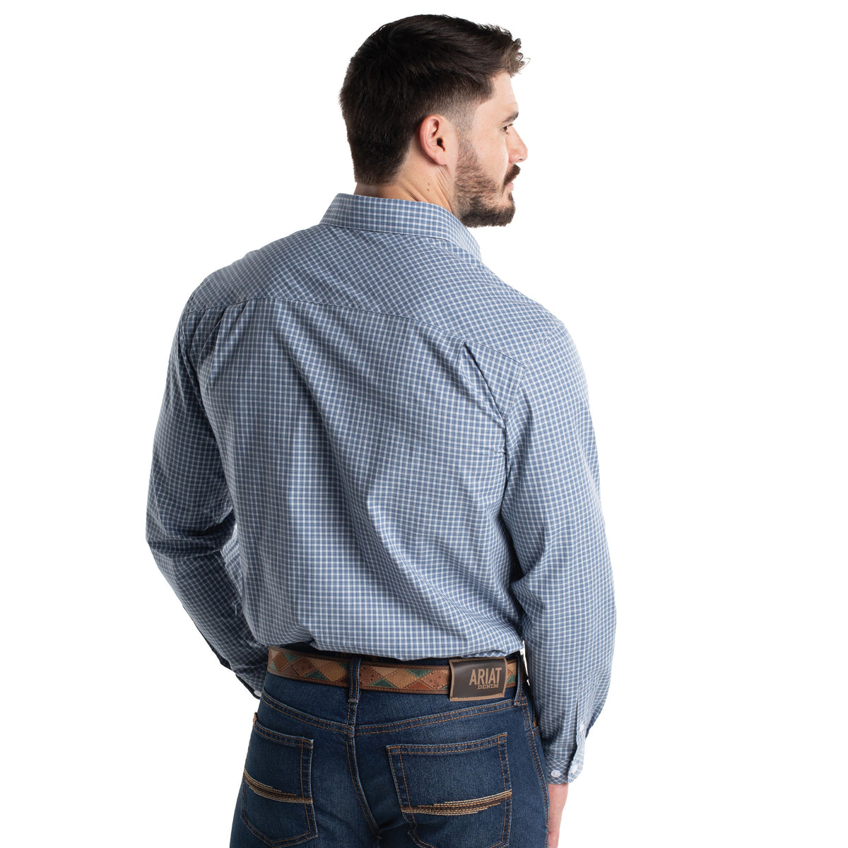 Just Country Men's Austin Full Button Print Workshirt - Denim Blue / White