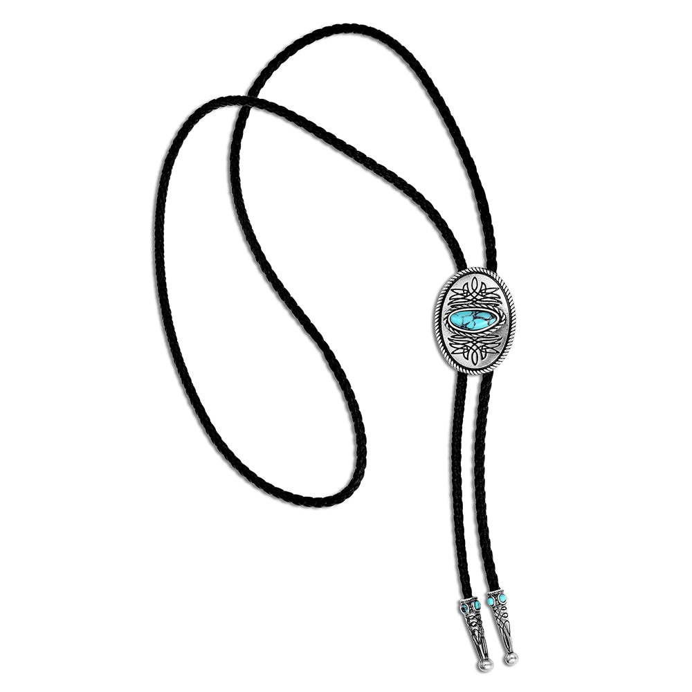 Montana Silversmiths Boot Stitch Turquoise Bolo Tie