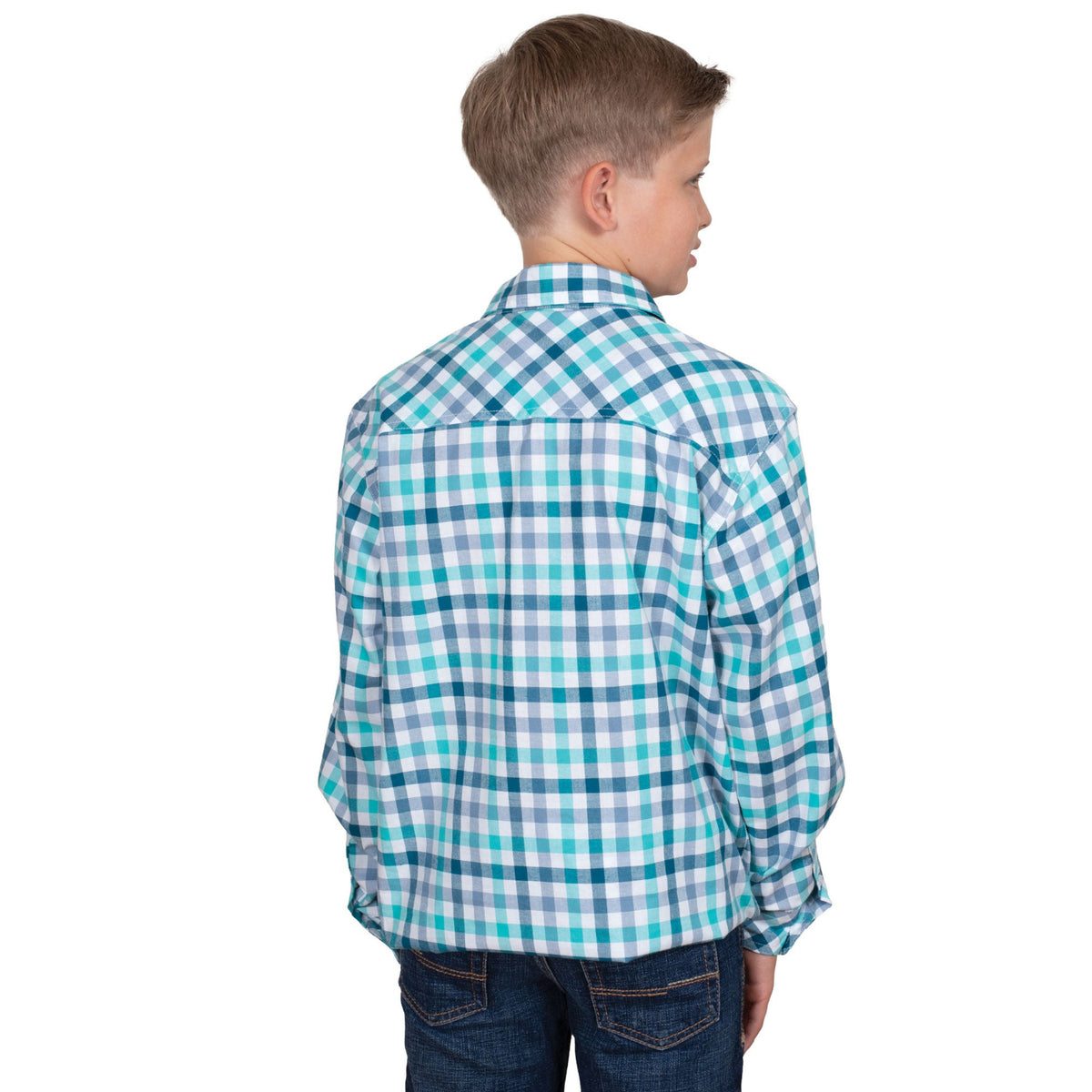 Just Country Kid's Brayden Half Button Print Work Shirt