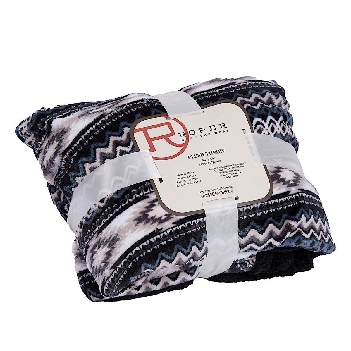 Roper Aztec Fleece Throw - Black