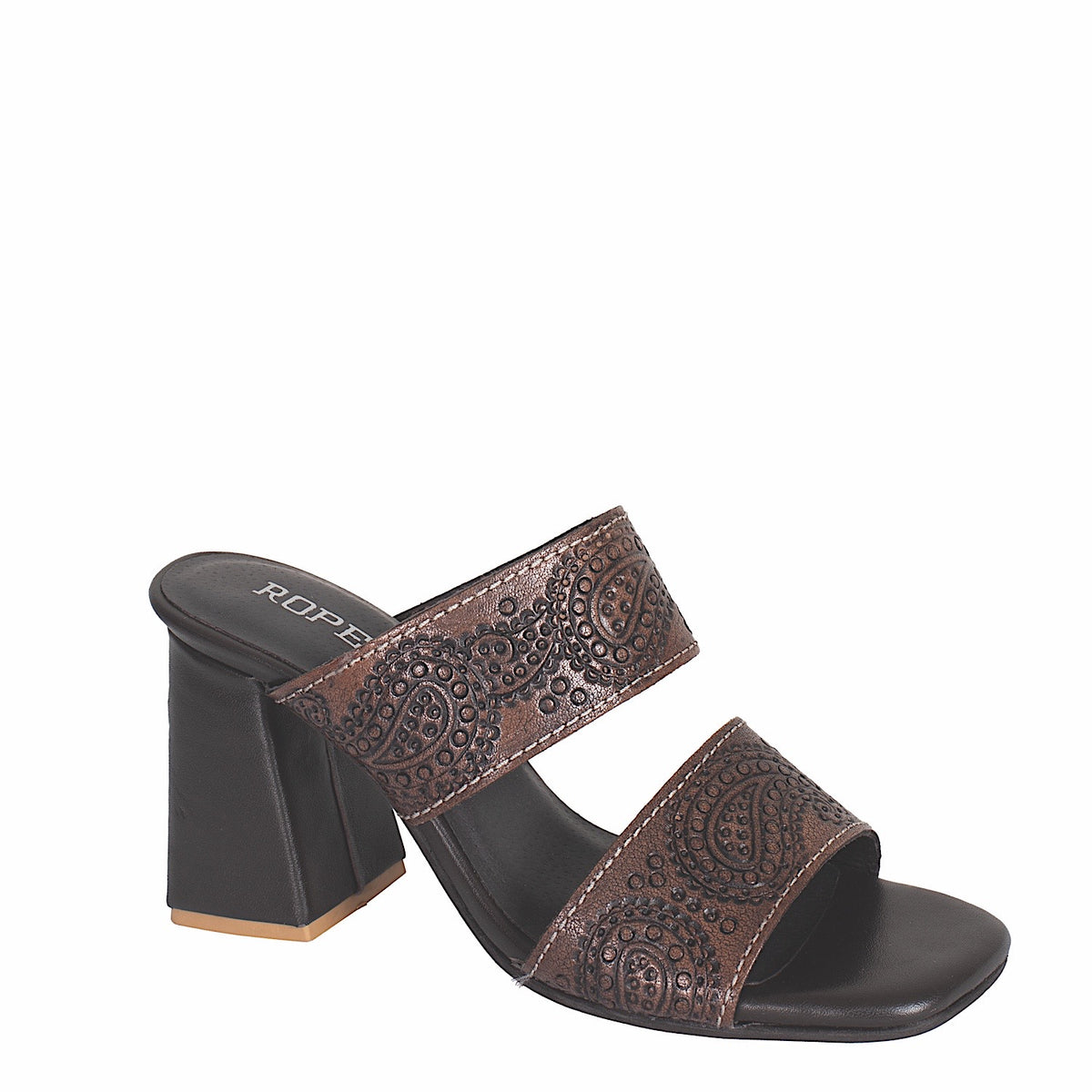 Roper Women’s Stella Shoe - Brown Tooled Leather