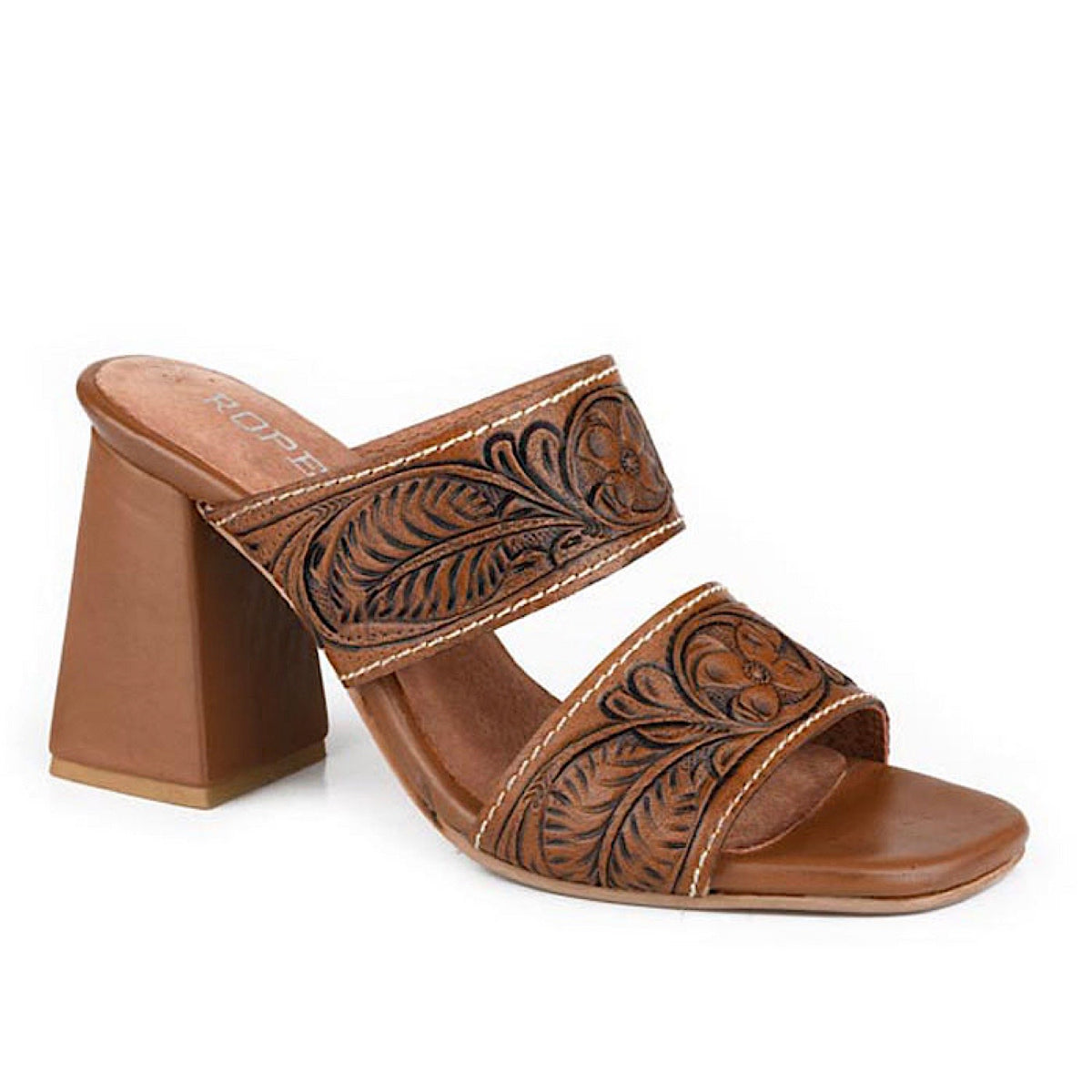 Roper Women’s Stella Shoe - Tan Tooled Leather