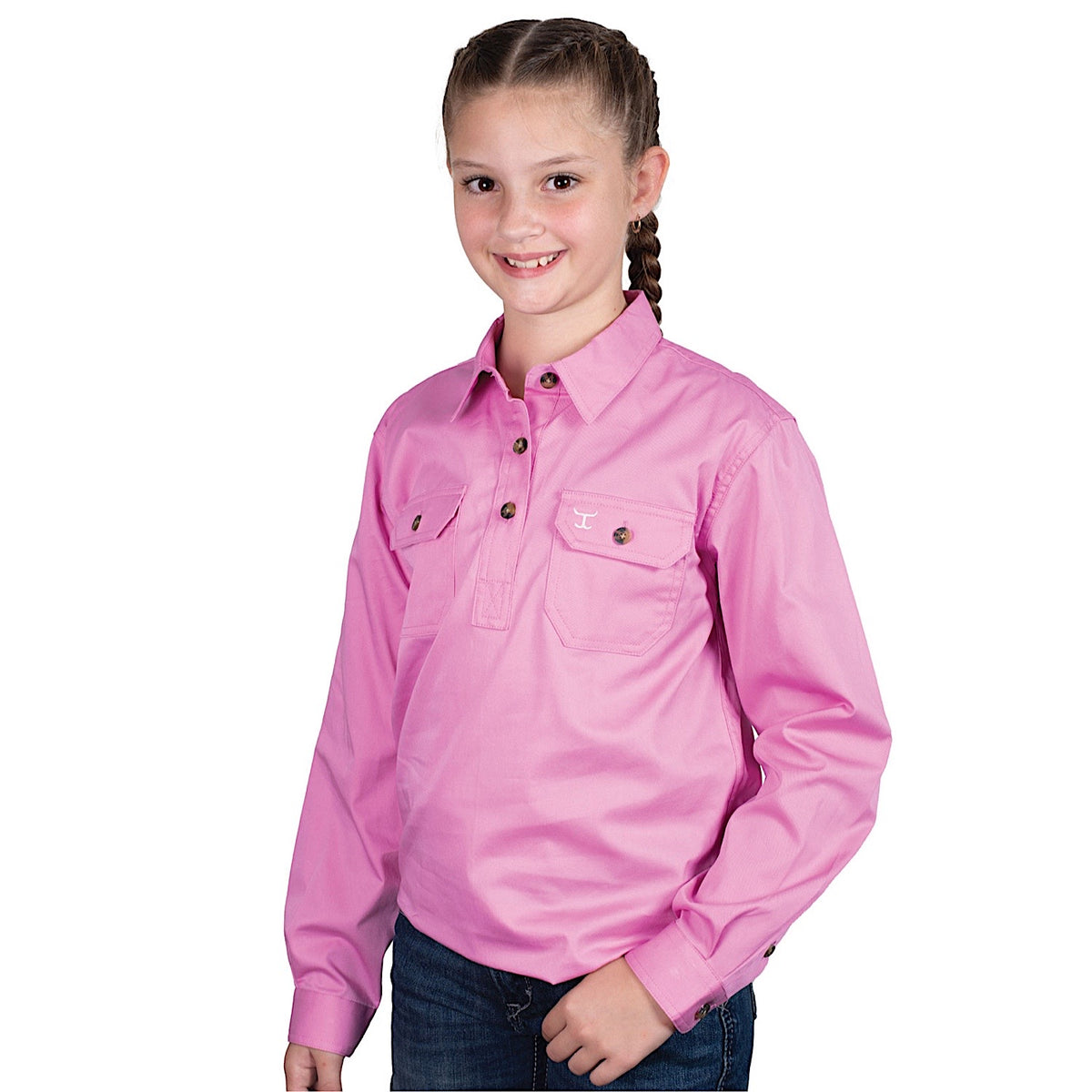 Just Country Girl’s Kenzie Half Button Work Shirt - Musk