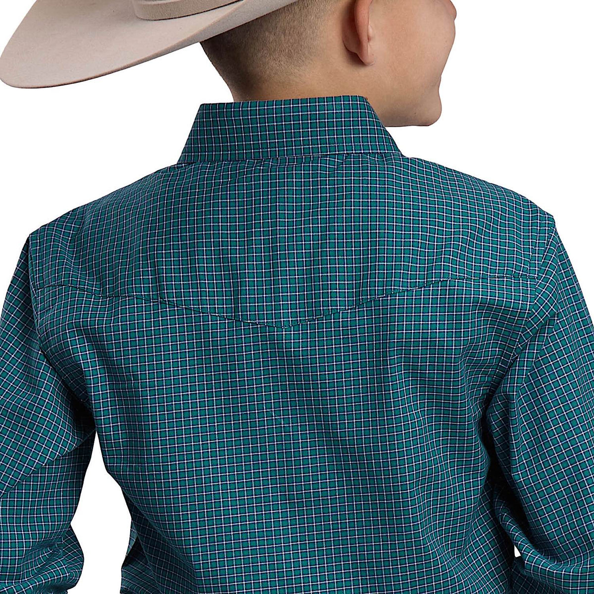 Roper Boy's Amarillo Collection Shirt - Green Check