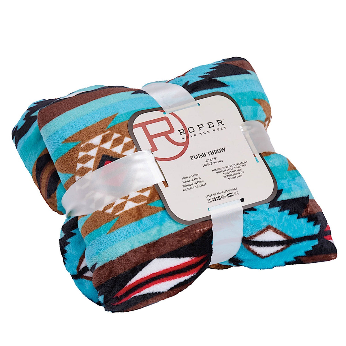 Roper Aztec Fleece Throw - Turquoise