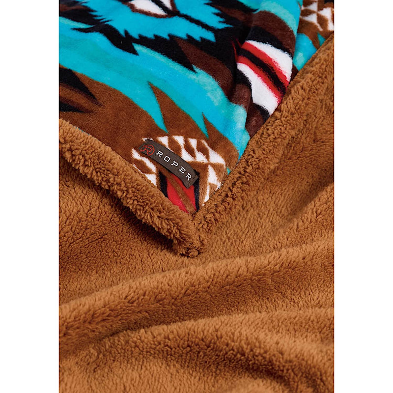 Roper Aztec Fleece Throw - Turquoise