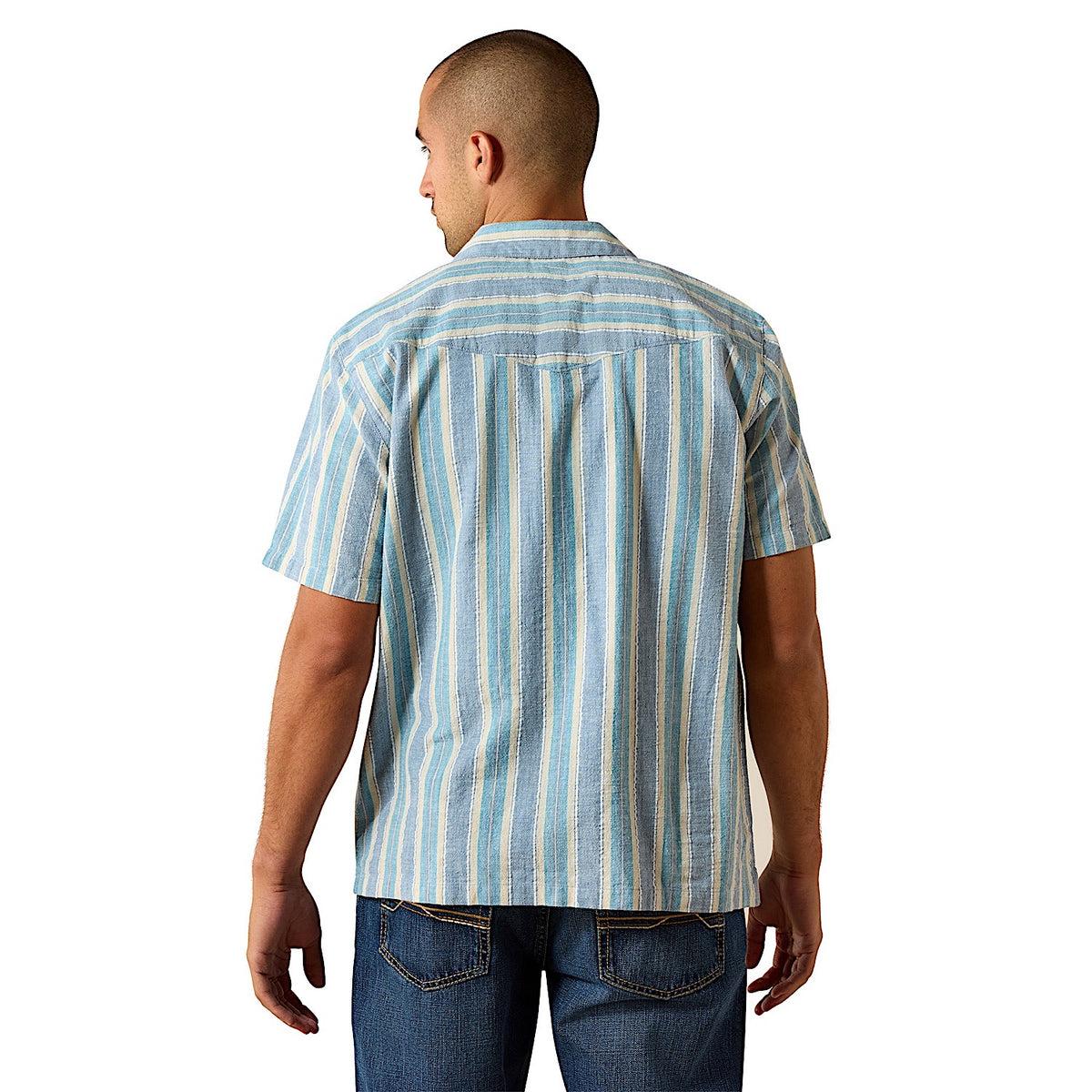 Ariat Men's Retro Camp Classic Fit Shirt - Captain's Blue Stripe