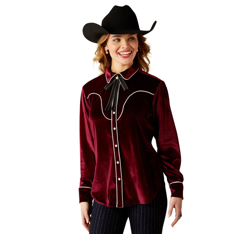 Ariat Women's Casa Rosa Shirt - Burgundy