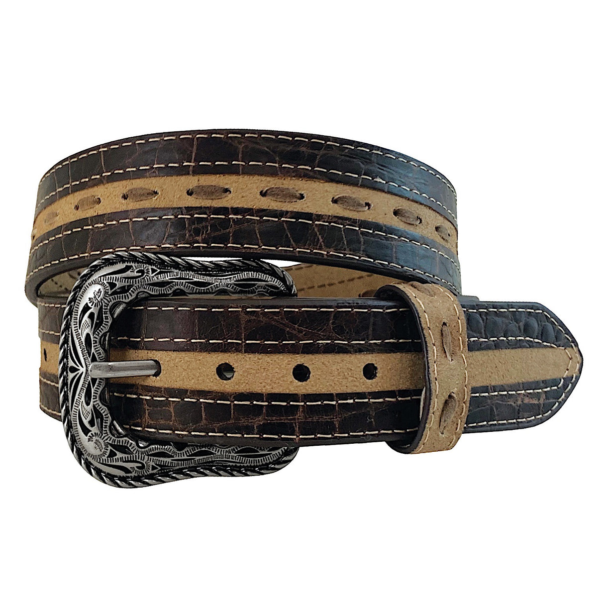 Roper Men’s Rough Out Hand Laced Belt - Brown