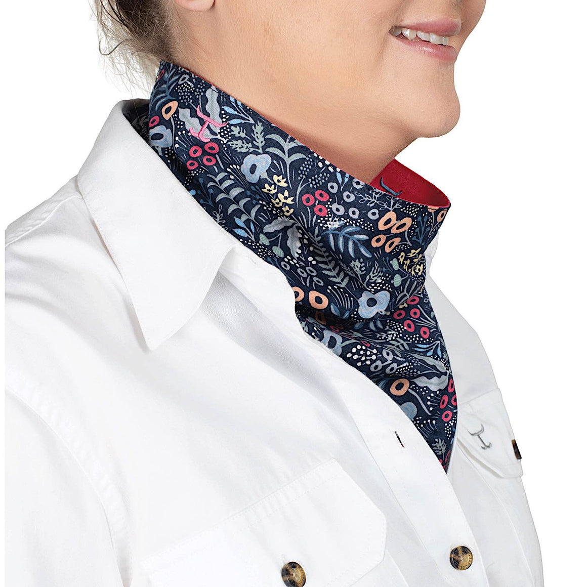 Just Country Carlee Double Sided Scarf - Navy Meadow Flowers/Hot Pink