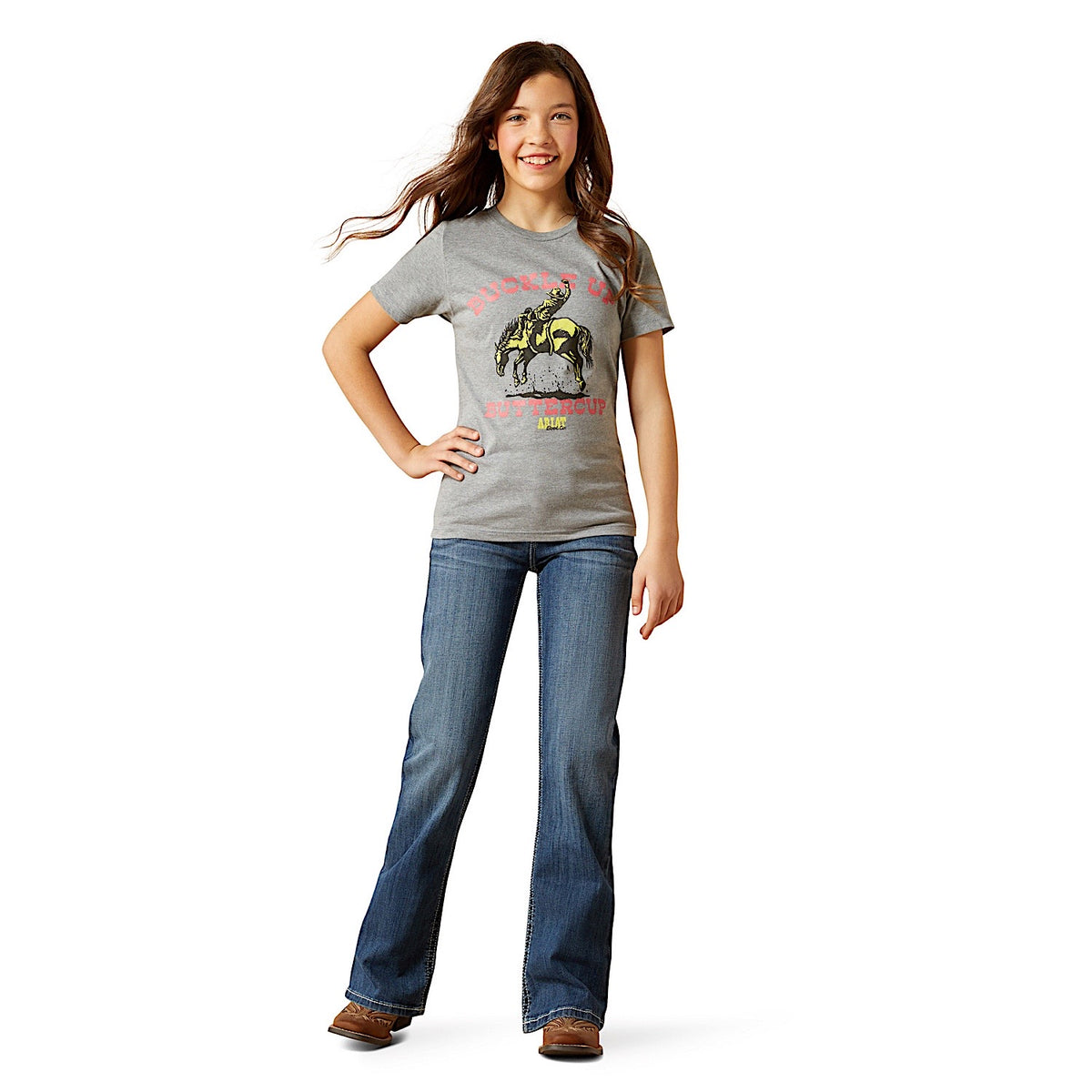 Ariat Girl’s Buck Up T-Shirt - Iceburg