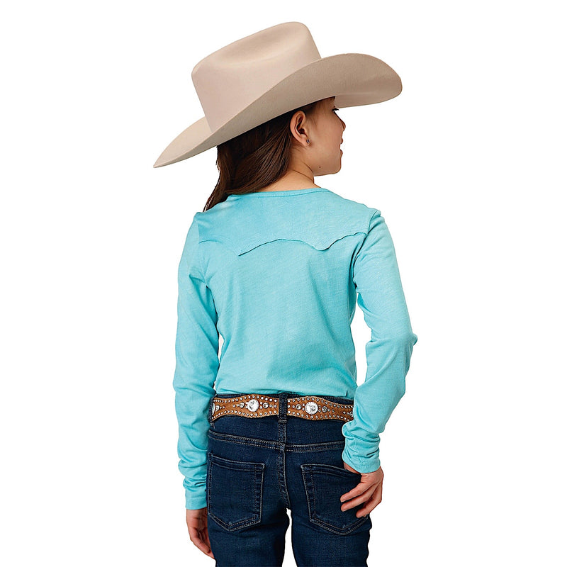 Roper Girl’s Five Star Collection Long Sleeve T-Shirt - Blue