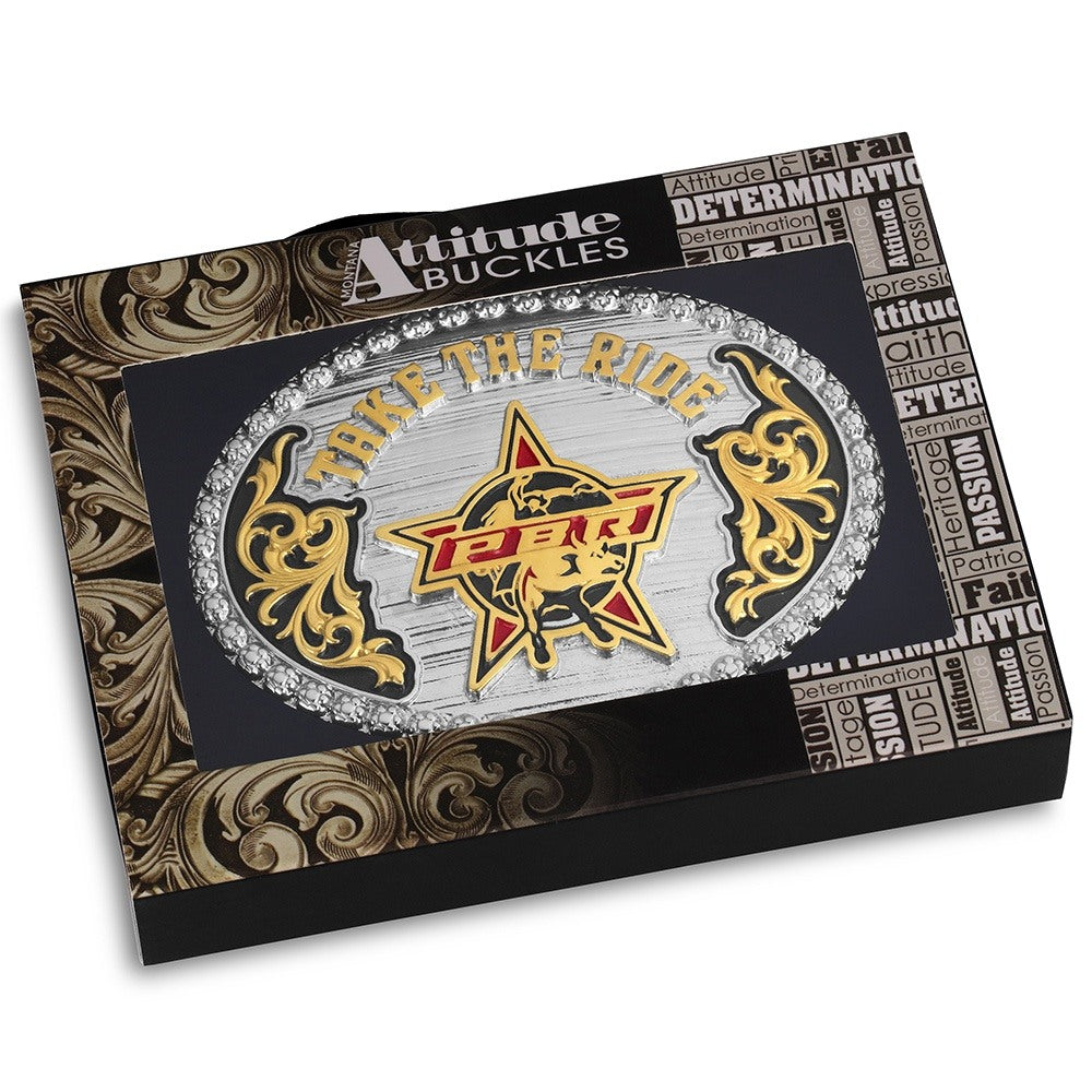 Montana Silversmiths Take The Ride PBR Belt Buckle