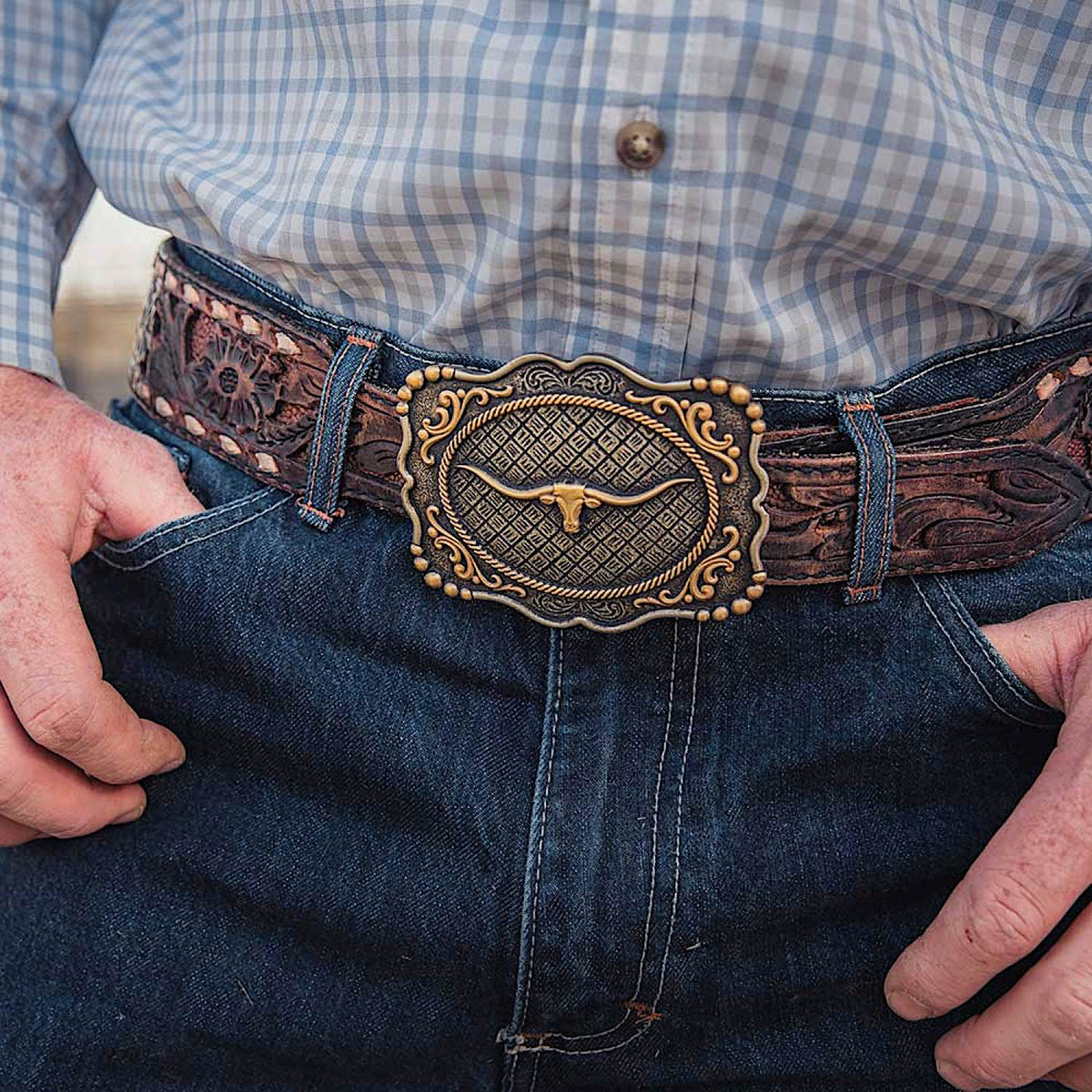 Montana Silversmiths Framed Longhorn Attitude Buckle