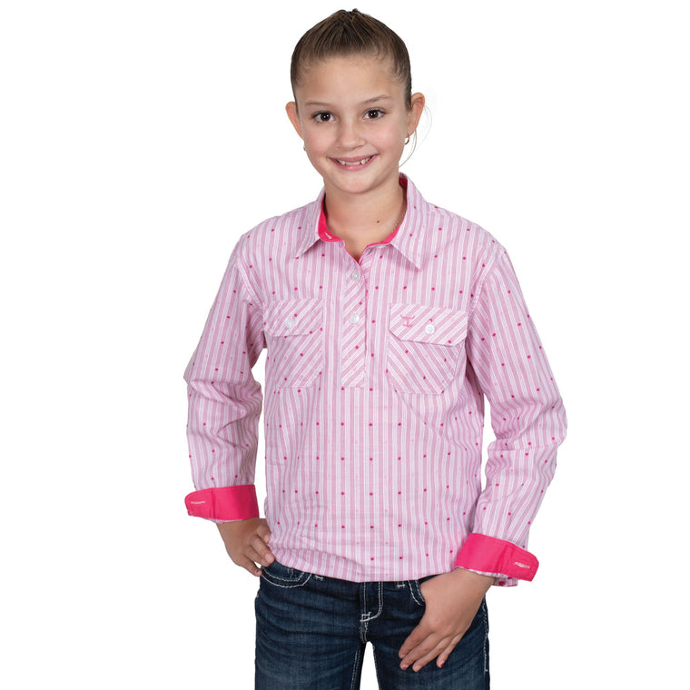 Just Country Girl's Harper Half Button Print Work Shirt