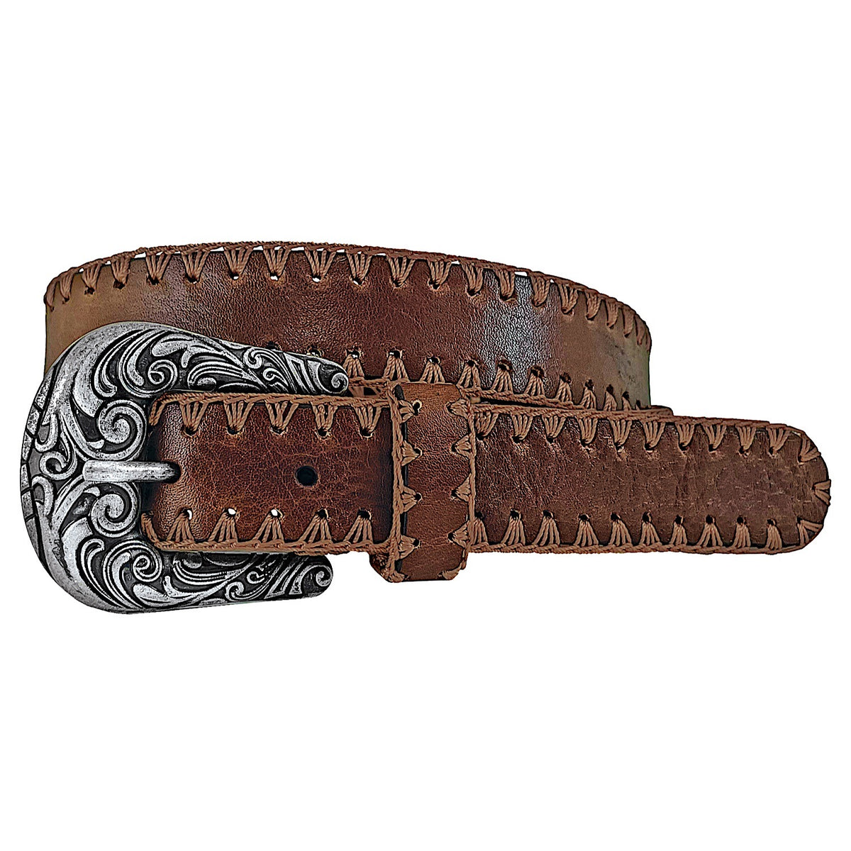 Roper Women’s Crochet Belt - Brown Leather