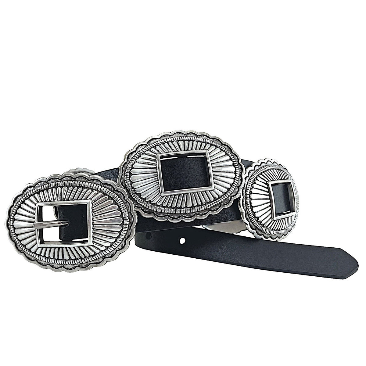 Roper Women's Oval Conchos Belt - Black