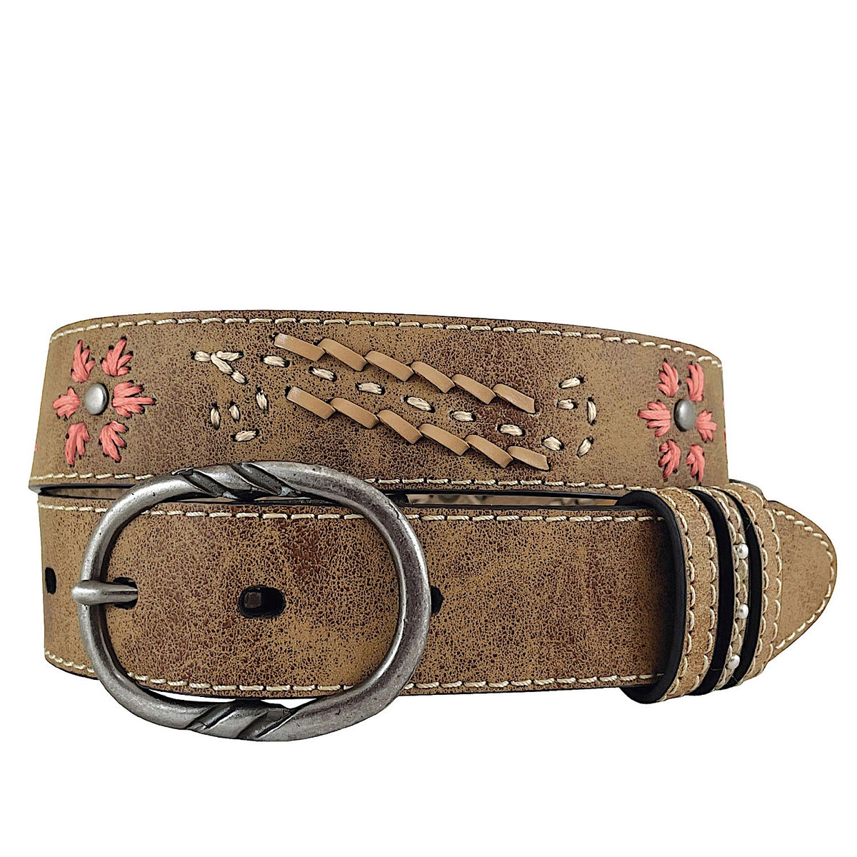 Roper Girl's Embroidered Flowers Belt - Tan