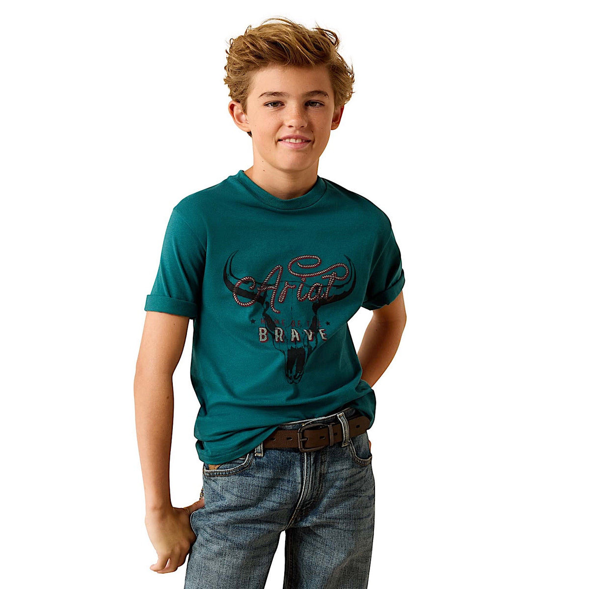 Ariat Boy's Cattle Skull Freedom T-Shirt - Mediterranean