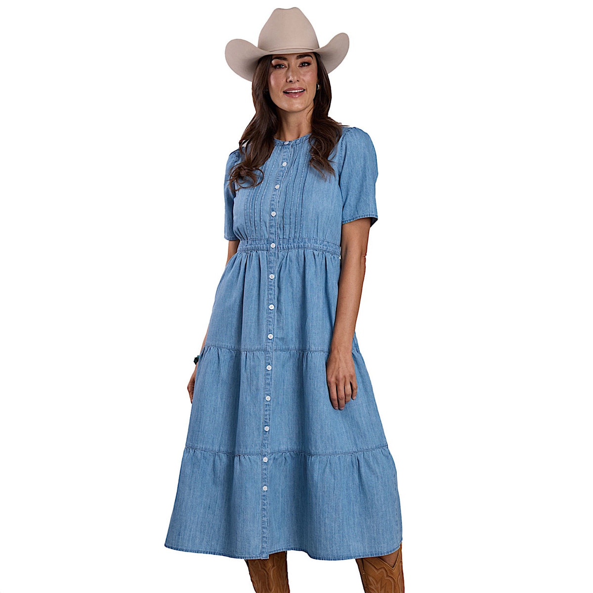 Stetson Women's 3 Tiered Denim Dress - Blue