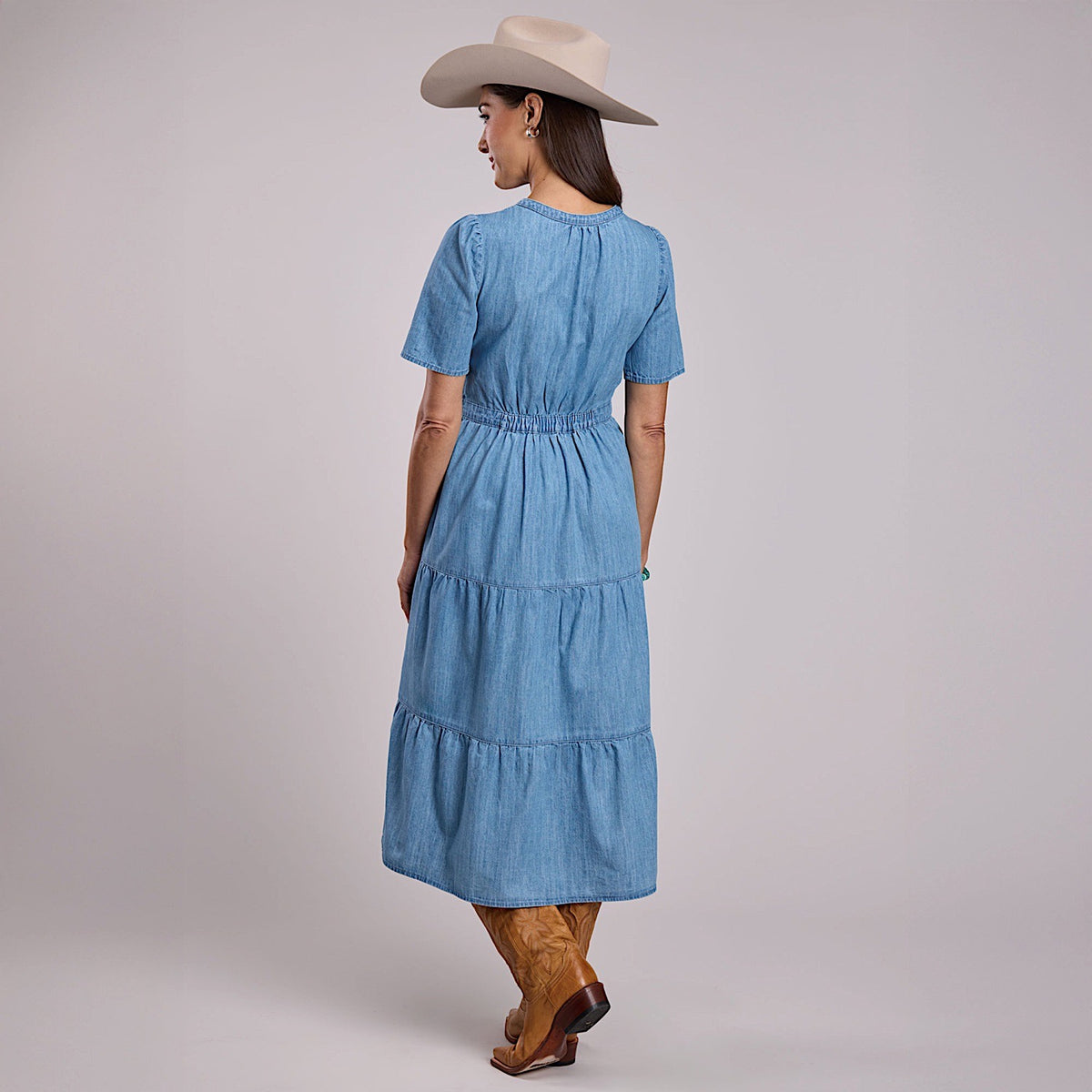 Stetson Women's 3 Tiered Denim Dress - Blue