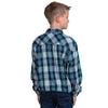 Just Country Kids Brayden Half Button Print Work Shirt - Navy/Aqua Check