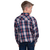 Just Country Kids Brayden Half Button Print Work Shirt - Chilli/Navy Check