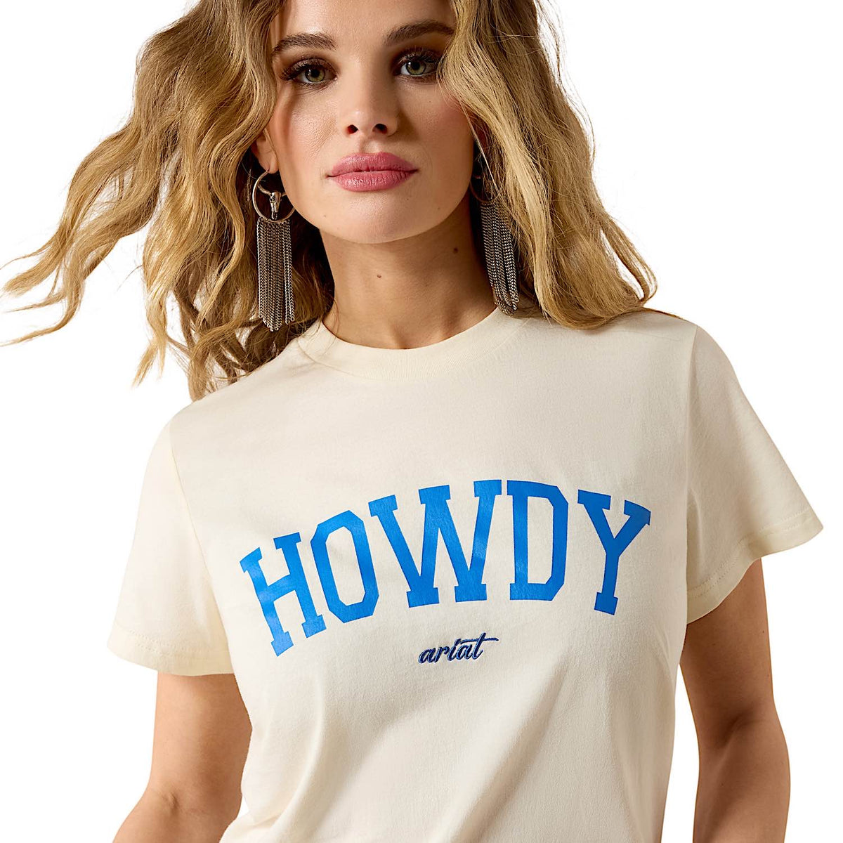 Ariat Women's Collegiate Howdy T Shirt - Cream/Blue