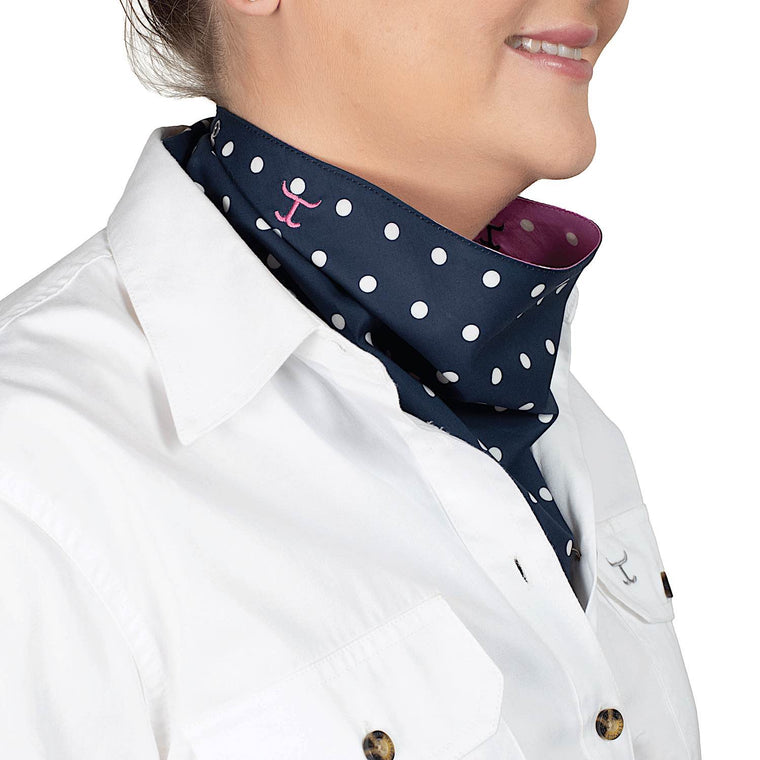 Just Country Carlee Double Sided Scarf - Radiant Orchid/Navy Dots