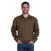 Just Country Mens Cameron 1/2 Button Work Shirt - Bark