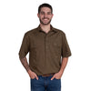 Just Country Mens Adam 1/2 Button Short Sleeve Work Shirt - Bark