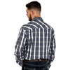 Just Country Mens Austin Full Button Plaid Workshirt Navy/White