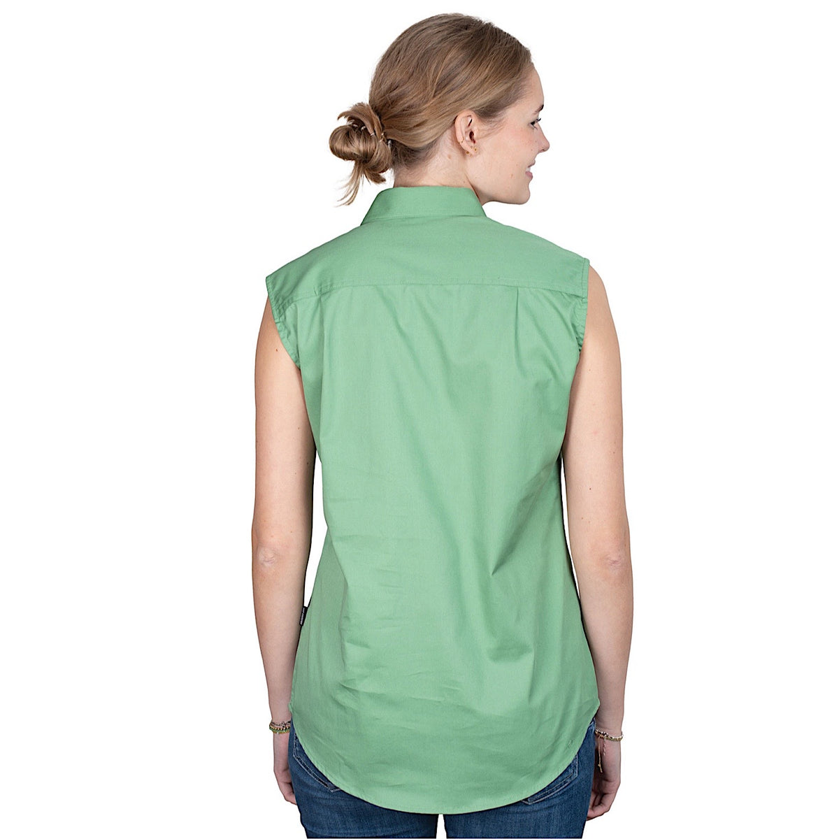 Just Country Women’s Kerry Half Button Sleeveless Workshirt - Jade