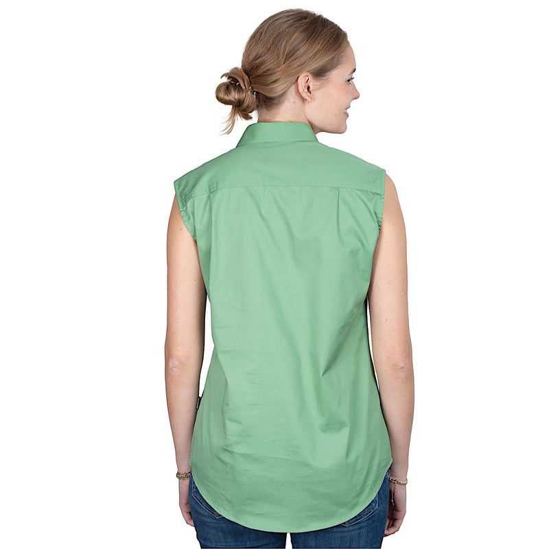 Just Country Women’s Kerry Half Button Sleeveless Workshirt - Jade